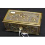 Vintage embossed brass jewel casket