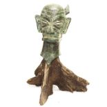 Chinese bronze head on stand