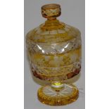 Bohemian amber flashed glass jar