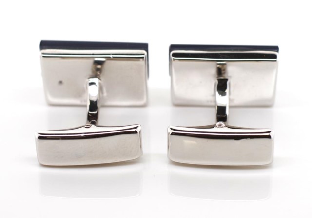 Rhodium sterling silver and onyx cufflinks - Image 3 of 3