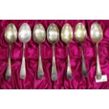 Cased set seven George VI silver teaspoons