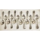 Cased set twelve Italian silver teaspoons
