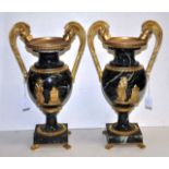 Pair of marble & ormulo urns