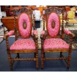 Pair of early 20th century oak armchairs