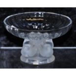 Lalique crystal footed bowl with four birds