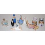 Collection nine various miniature ceramic figures