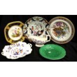 Five various antique pottery plates