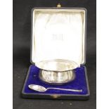 Cased George VI sterling silver porringer & spoon