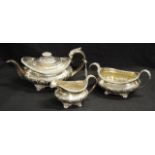 George IV sterling silver three piece tea set