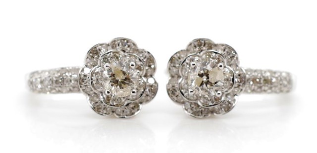 Diamond and 14ct white gold earrings