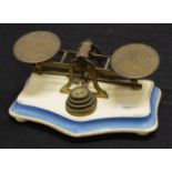 Vintage set ceramic & brass postage scales