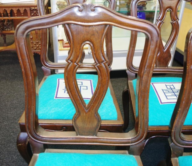 Good set six Chinese carved wood dining chairs - Image 8 of 10