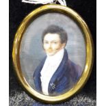 Antique hand painted portrait miniature