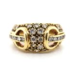 Diamond set 18ct yellow gold buckle ring