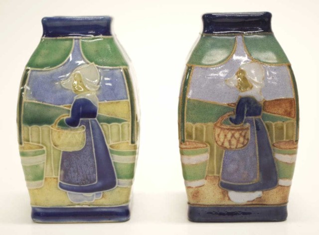 Two Doulton Lambeth Dutch vases