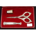 Three piece silver sewing set