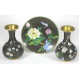 Pair Chinese cloisonne vases