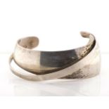 Mid century design silver cuff bangle