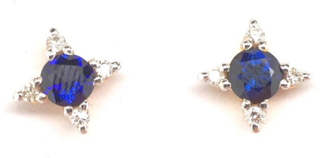 Sapphire and diamond set 18ct gold earrings - Image 2 of 4