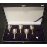 Five Eastern silver liqueur goblets