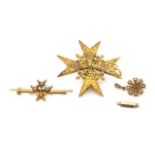 Gold St. John's cross brooch and pendant