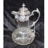 Victorian silver plate & crystal claret jug