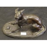 French whippet& tortoise bronze patinated figure