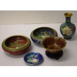 Five various Chinese cloisonne items