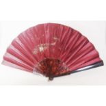 Antique tortoiseshell fan with velvet cover