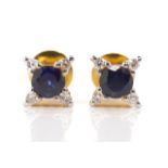 Sapphire and diamond set 18ct gold earrings