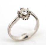 Old mine cut diamond solitaire and white gold ring