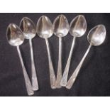 Set six hand made silver coffee spoons