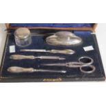 George V sterling silver manicure set