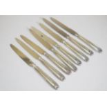 Set eight vintage French silver handle tea knives