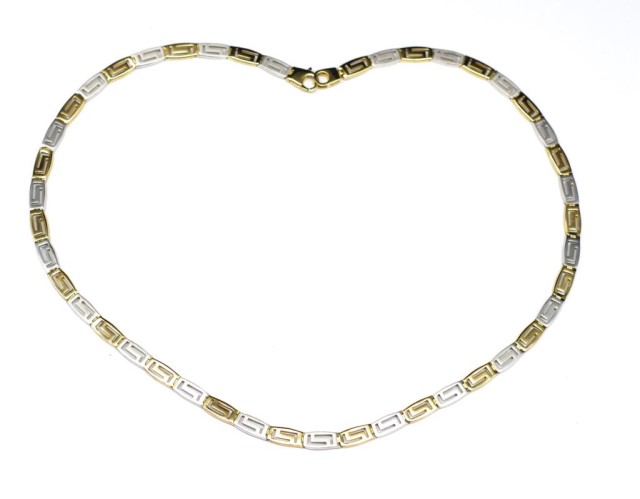 Two tone 9ct gold Greek key necklace - Image 2 of 2