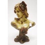 Art Nouveau ceramic bust of a woman