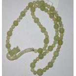 Oriental carved greenstone bead necklace