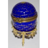 Faberge hand painted Limoges ceramic egg clock