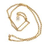 9ct gold chain necklace and simulant pendant