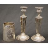 Pair Thai sterling silver candlesticks