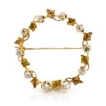 Antique diamond and 18ct gold flower brooch