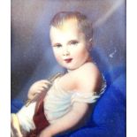 Handpainted portrait miniature of a young boy