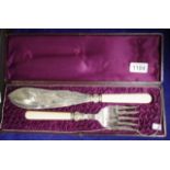 Cased set of silver plate fish servers