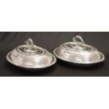 Two good matching silver plate lidded tureens