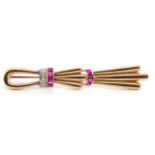 Ruby and diamond set 14ct rose gold brooch