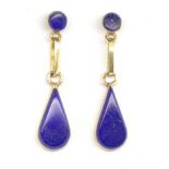 Lapis and 14ct yellow gold drop earrings