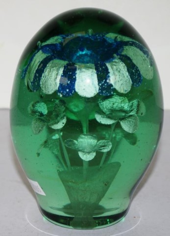 Large Victorian green glass dump paperweight