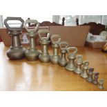 Set of eleven brass weights