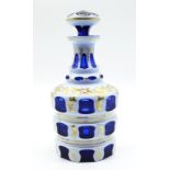 Good Bohemian cut blue glass decanter