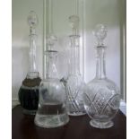 Four large Crystal decanters